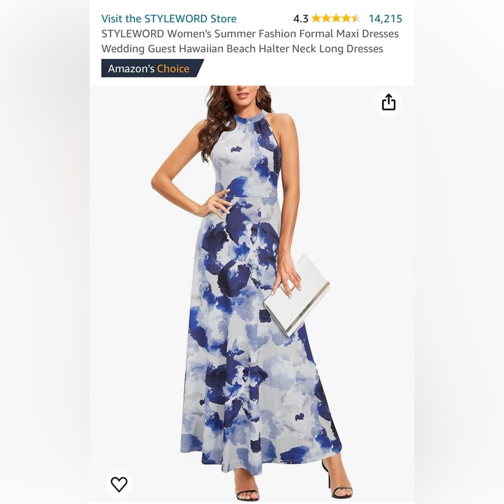 STYLEWORD Women's Halter Neck Tie Back Blue Floral Maxi Dress size XL - Picture 9 of 9